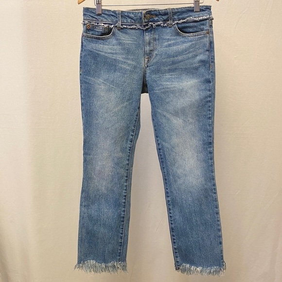 DL1961 Size 28 (6) Mara Straight Ankle Jeans Mid Rise Frayed Hems Womens Stretch - Picture 14 of 16